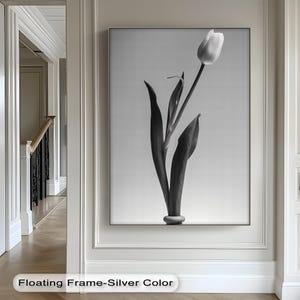 Quadro su tela minimalista Tulip in bianco e nero - Poster monocromatico, tela e decorazione con cornice