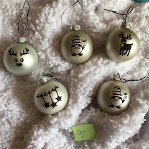Christmas bauble, gift tag set, 5 baubles