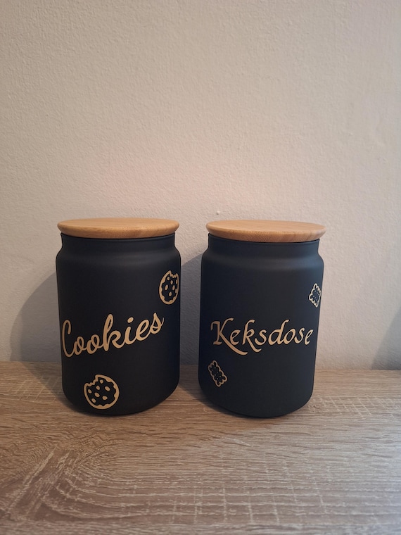 Keksdose Plätzchendose Schwarz Bambusdeckel