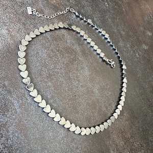 Necklace with hearts made of hematite, necklaces, choker, pearl necklace, hematite, stainless steel, natural stones