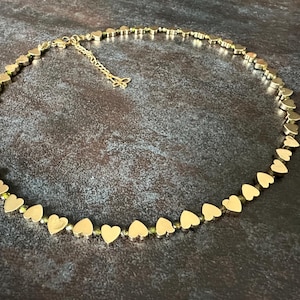 Necklace with hearts made of hematite, necklaces, chokers, pearl necklaces, hematite, stainless steel, natural stones, unique