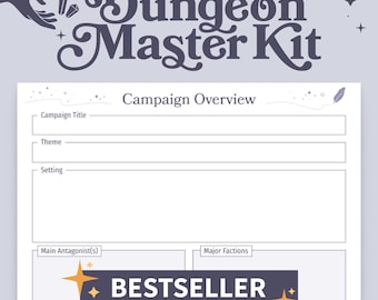 Kit de Dungeon Master de DnD místico / Planificador de campaña y preparación de sesiones / Herramientas de DM de DnD 5e / Imprimible + Digital / Registro de misiones de seguimiento de PNJ