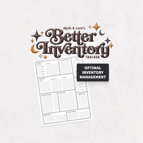 DND Inventory Tracker | Character Loot Equipment Sheet (Printable PDF)