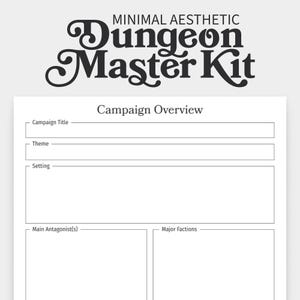 Minimalist Dungeon Master Kit: DND Session Prep (Print & Digital)