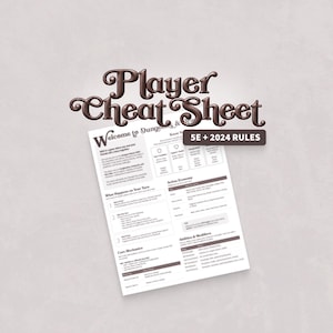 D&D Player Cheat Sheet | 5e + 2024 Rules Quick Reference | Printable Beginner Player Guide PDF