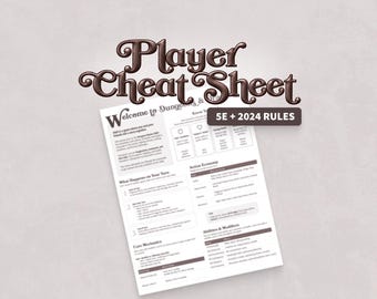 D&D-Spieler-Spickzettel | 5e + 2024 Regeln – Kurzübersicht | Druckbare Anfänger-Spieleranleitung (PDF)