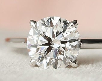 1,50 CT ronde Moissanite-diamantenring, 14K gouden solitaire-ring Moissanite-ring, verlovingsringring cadeau voor haar