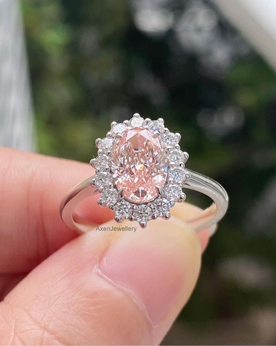 Pink Diamond Ring, Morganite Ring, Ct Oval Cut Morganite Ring
