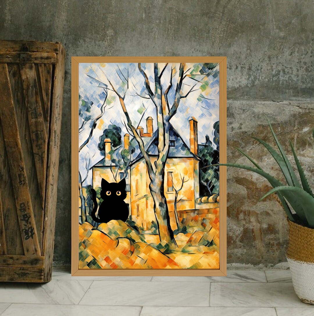 Paul Cezanne Cat Trees and Houses Poster Funky Cat Print - Etsy