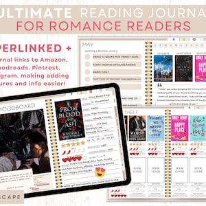 Diario di lettura digitale per lettori SMUT Romance Pianificatore di lettura digitale Goodnotes Journal per la recensione di libri Registro di lettura digitale