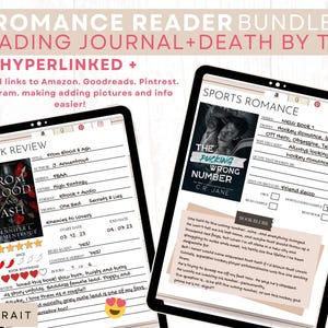 BUNDLE Digital Reading Journal + Death by TBR per lettori SMUT di romanzi Goodnotes Planner per la revisione e il monitoraggio dei libri