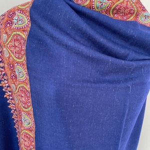 Royal Blue color Very Fine kashmiri  Sozni work   100% Handmade Pashmina Shawl| Warm Soft and Beautiful| Luxury Item | Gift Wrap|