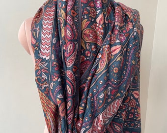 Mens Oversized sozni  jamavar pashmina shawl 100% Handmade Pure Pashmina| Warm Soft And Beautiful | 58X108 Inch (approx) Gift for him