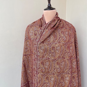Paisley Designer Sozni bordado Pashmina Shawl / 100% hecho a mano pura Pashmina / bordado de aguja / cálido suave y hermoso / 40x80 pulgadas