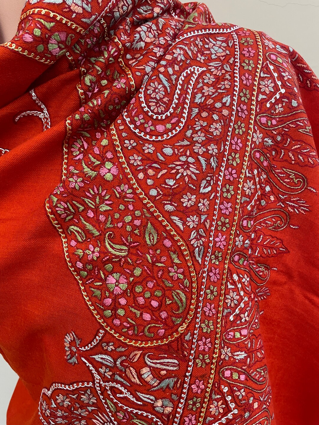 Pashmina Sozni Work and Kashmiri Silver Tillla Embroidered - Etsy
