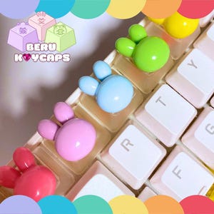 Custom Artisan Solid Rabbit Keycaps for mechanical keyboard cute keycap Bunny keycaps