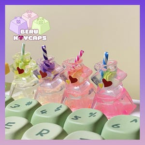 Custom Artisan Star Drink Keycaps for mechanical keyboard cute keycap Star keycaps