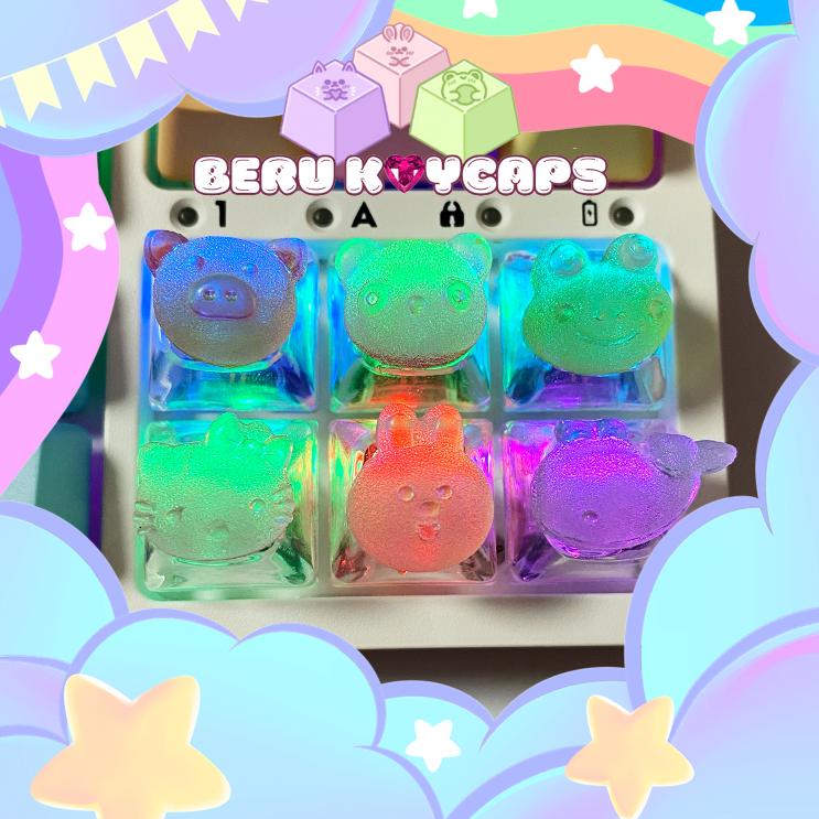 Custom Artisan Animal Jelly Resin Keycaps for mechanical keyboard cute keycap Stars keycaps
