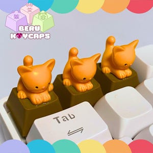 1pc Custom Artisan Cat Keycaps for mechanical keyboard cute keycap Orange Cat keycaps
