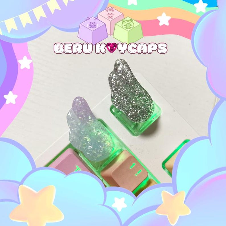 Custom Artisan PAIR Angel Wings Pinkglitter Gradient Wings Keycaps for ...