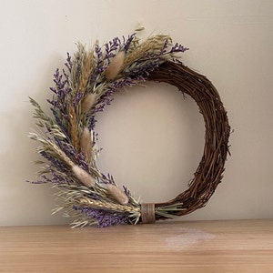 Dried flower spring inspired wreath/Lavender and limonium floral wall hanging