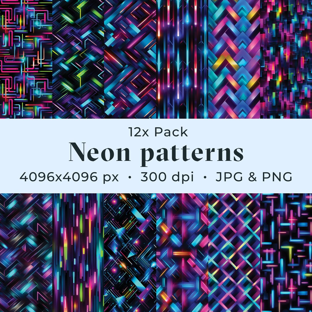 Neon Digital Pattern Seamless Design Cyberpunk Digital Paper Glow Neon ...