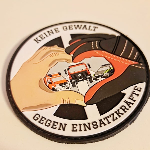 Patch „Keine Gewalt gegen Einsatzkräfte“ aus Gummi mit Klettrückseite, Polizei, Feuerwehr, Rettungsdienst, THW, blaulicht Organisation