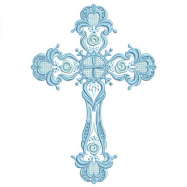 Fancy Cross embroidery design, Christian cross, Easter design, Machine embroidery file