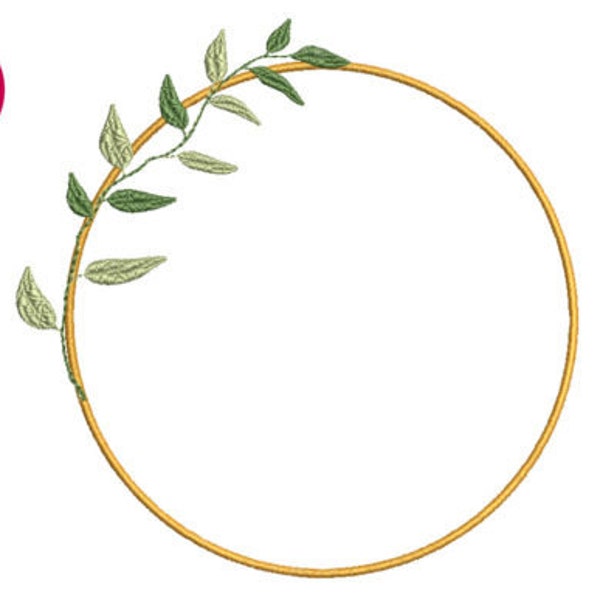 Olive wreath embroidery design, Laurel wreath, Monogram frame, Machine embroidery file