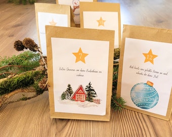 DIY Adventskalender zum ausdrucken Digitale Datei Sofort Download nach dem Kauf drucken Advent Adventszeit Weihnachtszeit Weihnachtskalender
