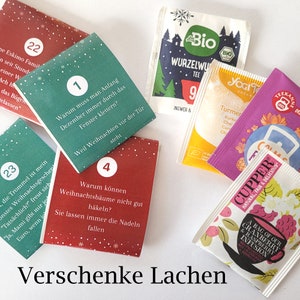 Funny DIY Advent calendar: 24 individually designed tea bag packaging; For men and children; Last-minute Advent calendar.