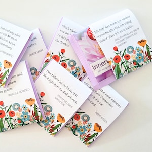 Geschenk DIY, Freundin, Kollegen oder Erzieherin. Teebeutel Banderolen mit inspirierenden Zitaten - Perfekte Geschenkidee für Teeliebhaber