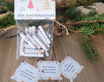 Mini Adventskalender Lose - 48 motivierenden und achtsamen Sprüchen - Advent Weihnachtszeit Boho Achtsam - Selbstliebe