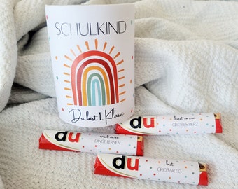 Download: 27 Duplo banderoles &quot;Rainbow&quot; plus box banderole SCHOOL ENROLLMENT SCHOOLCHILD School start ABCSchützen 1st grade