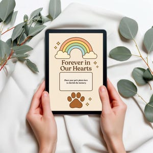 Kit para Imprimir em Memória de Animais de Estimação – Poema, Certificado e Páginas de Memória da Ponte do Arco-Íris | Presente para Perda de Cachorro | PDF Editável para Lembrança de Animais de Estimação