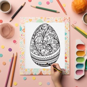 Mandala Uova Libro da Colorare Stampabile per Adulti - Mandala di Pasqua Pagine da Colorare Antistress Rilassamento Arteterapia