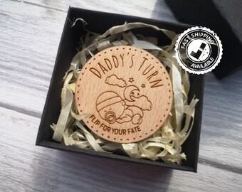 New Parents Decision Flip Coin - Coin for New Parent - Baby Shower Gift - Parent Decision Making - Daddys Turn - Newborn Funny Gift