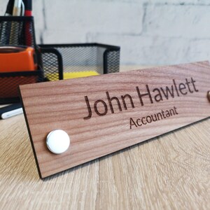 Solid Wood Desk Name Plate Custom Engraved, Personalized Desk Sign ...