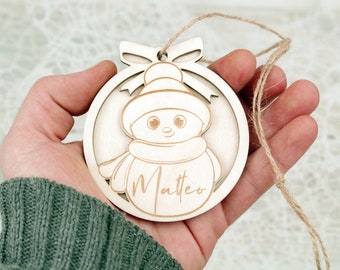 Personalized Christmas Tree Baubles / Custom Christmas Tree Decoration / Custom Christmas Wooden Baubles/ Weihnachtskugel mit Namen