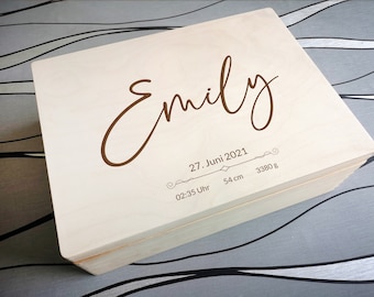 Erinnerungskiste Baby / Personalisierte Erinnerungsbox Holzkiste / Geschenk zur Geburt / Holzkiste Baby / Geschenk Taufe / Kinder Holzbox