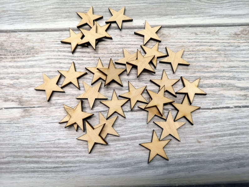 Blank Laser Cut Wooden Stars Wood Star Unfinished Stars Wooden Stars Decoration Pick Your Size For DIY Craft Projects USA flag image 1