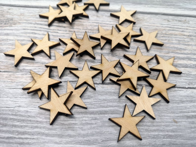 Blank Laser Cut Wooden Stars Wood Star Unfinished Stars Wooden Stars Decoration Pick Your Size For DIY Craft Projects USA flag image 3