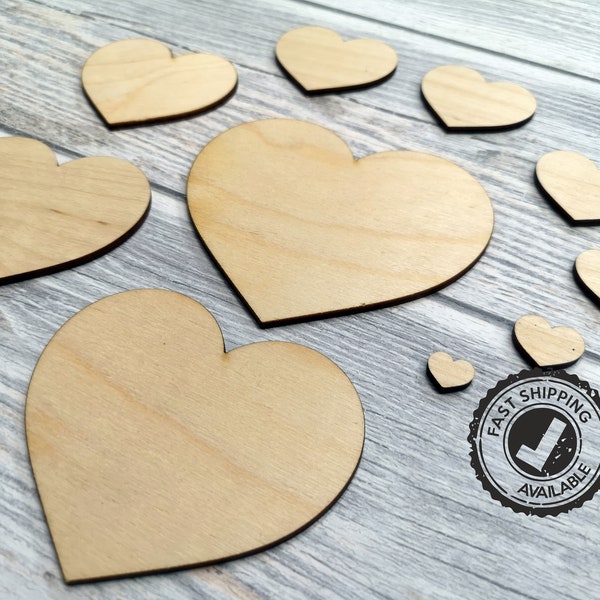 Blank Laser Cut Wooden Hearts | Wood Heart | Unfinished Hearts | Wooden Hearts Decoration | Pick Your Size For DIY | Craft Projects