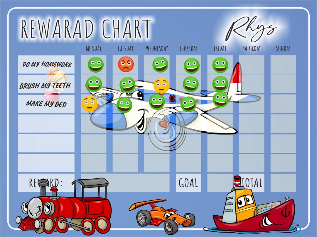 Personalized Magnetic Kids Reward Chart Dry-wipe Daily Routine Chart ...