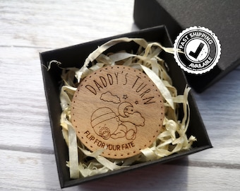 New Parents Decision Flip Coin - Coin for New Parent - Baby Shower Gift - Parent Decision Making - Daddys Turn - Newborn Funny Gift