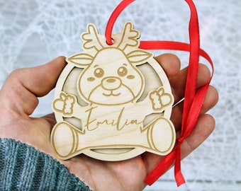 Personalized Christmas Tree Baubles / Custom Christmas Tree Decoration / Custom Christmas Wooden Baubles/ Weihnachtskugel mit Namen