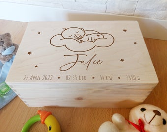 Erinnerungskiste Baby / Personalisierte Erinnerungsbox Holzkiste / Geschenk zur Geburt / Holzkiste Baby / Geschenk Taufe / Kinder Holzbox