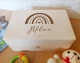Erinnerungskiste Baby / Personalisierte Erinnerungsbox Holzkiste / Geschenk zur Geburt / Holzkiste Baby / Geschenk Taufe / Kinder Holzbox