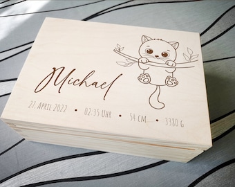 Erinnerungskiste Baby / Personalisierte Erinnerungsbox Holzkiste / Geschenk zur Geburt / Holzkiste Baby / Geschenk Taufe / Kinder Holzbox