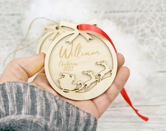 Personalized Christmas Tree Baubles / Custom Christmas Tree Decoration / Custom Christmas Wooden Baubles/ Weihnachtskugel mit Namen